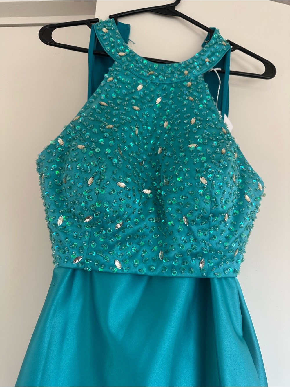 A-Line Satin Prom Skirt in Teal - Picture 8 of 11